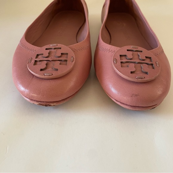 Tory Burch Minnie Travel with Leather Logo Ballet Flat Size 8 Rosa Pink - Picture 4 of 11